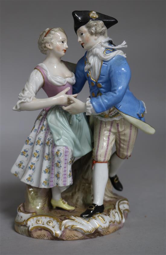 A late Meissen porcelain group of lovers (a.f.)